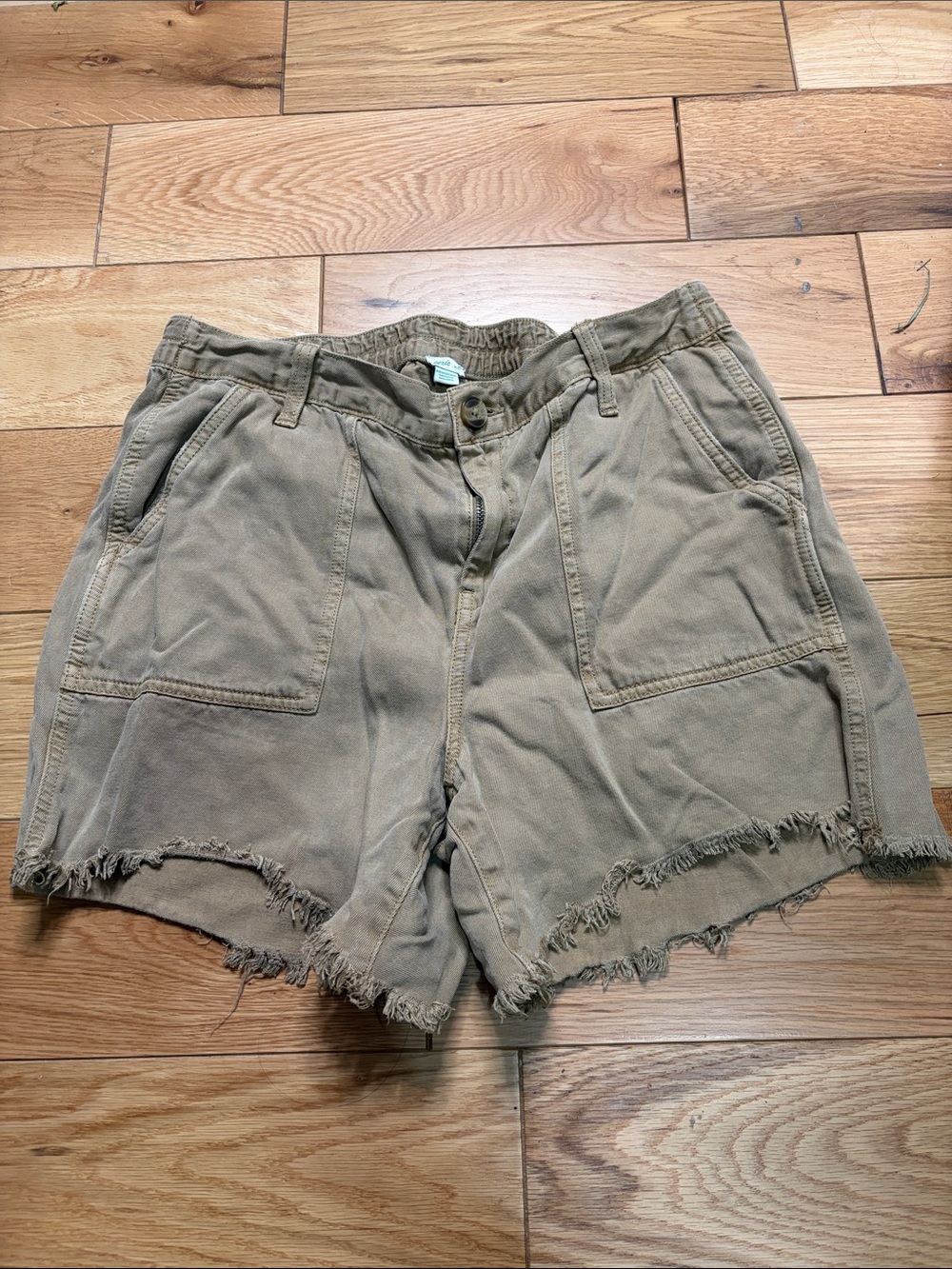 aerie Frayed Hem Utility Shorts - Khaki